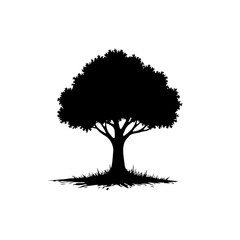 Monochrome tree silhouette illustration creating minimalist nature graphic