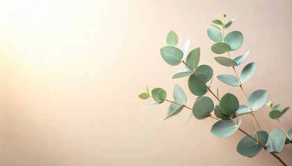 Gentle green eucalyptus branch simple studio setting nature photography minimalist environment soft light concept