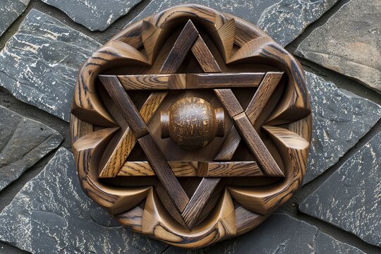 Star of David and dreidl , a composition of a Star of David intertwined with a dreidl