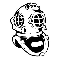 vintage diving helmet vector illustration