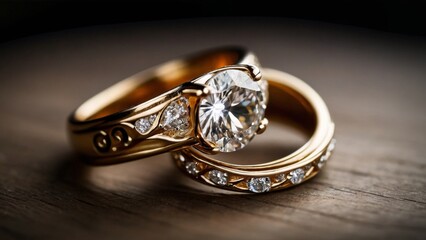 Elegant gold diamond rings with white flowers. A symbol of love, luxury, and eternity.
