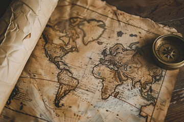 Obraz premium A vintage style map of Columbus' voyage showing Columbus' route across the Atlantic 