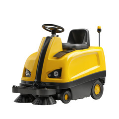 Compact Yellow Ride-On Sweeper for Efficient Cleaning