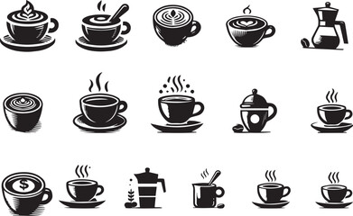 coffee cup icon set vector