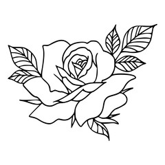 stylized rose blossom line art