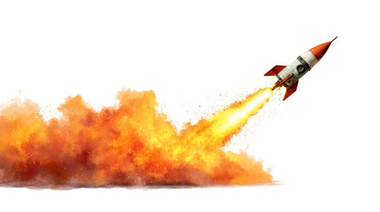 [Transparent Background PNG]Rocket Launch with Explosive Blast