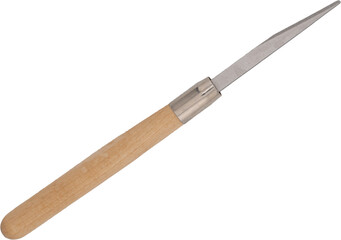 Fine detailing carving knife with wooden handle on white background