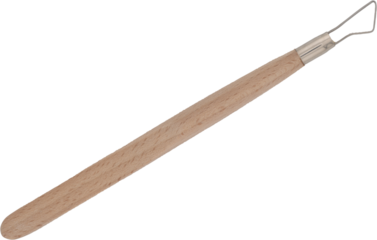 Triangle loop ribbon tool with wooden handle for carving clay
