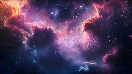 Fototapeta premium Stunning Colorful Cosmic Landscape with Nebulas and Stars