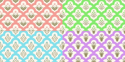 Seamless watercolour and unique floral pattern background for covers, notes, Soft backgrounds colour. Watercolour art work. Flower stalk. Pink blue yellow flower.