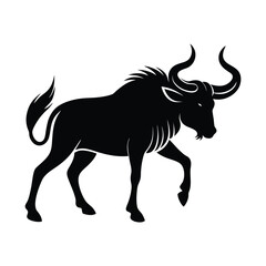 Wildebeest Galloping Vector Silhouette