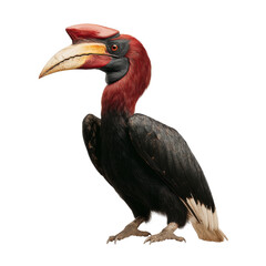 Fototapeta premium Spectacular Scarlet-Crested Hornbill Portrait on white background
