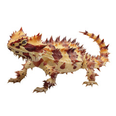 Fototapeta premium Spiky Wonder: The Fascinating Horned Lizard on white background