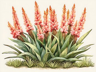 Fototapeta premium Colorful illustrated agave plant