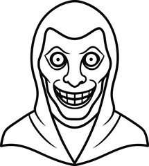 Sinister Halloween Mask Line Art Eerie Grin Hollow Eyes Minimalist Design