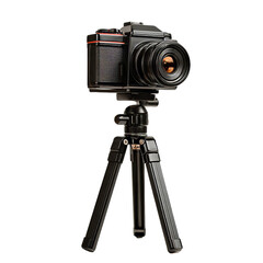 [Transparent Background PNG]Vintage Camera on Tripod Studio Shot