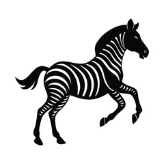 Zebra Galloping Stripes Vector Silhouette