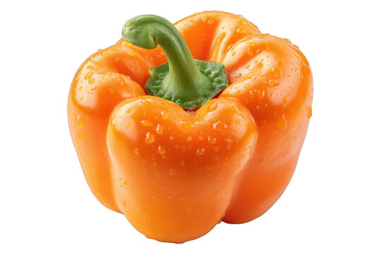Vibrant orange bell pepper with water droplets isolated on studio shot fresh healthy vegetable food on transparent background wet - Powered by Adobe