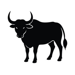 Buffalo Grazing Horns Vector Silhouette