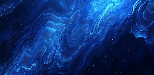 Obraz premium Abstract Deep Blue Ocean or Galaxy Flow with Stars Background Presentation Art