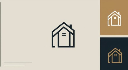 Minimalist home illustration linear design  color variations