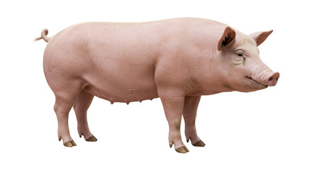 Pink Pig Standing on Transparent Background