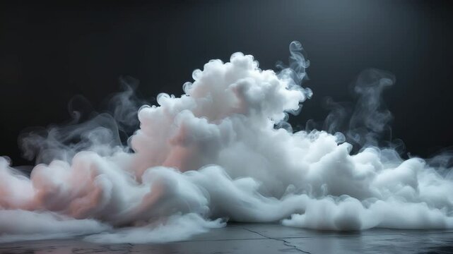 White smoke cloud with overlay effect on transparent black background, featuring a realistic border and fog vector illustration of smoky mist or toxic vapor on floor, depicting meteorological