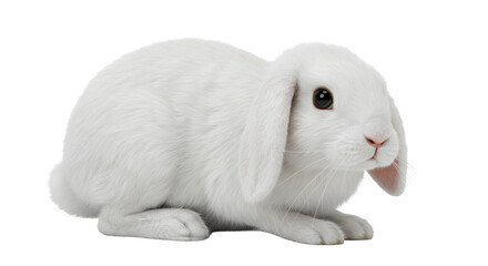 Soft White Rabbit in a Relaxed Pose Against Transparent Background