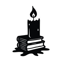 Candle Books Vector Illustration