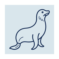 Simple and stylized illustration of a sea lion animal in a modern minimalist style