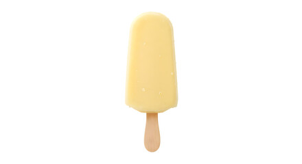 Yellow Ice Cream Popsicle with Wooden Stick on Transparent Background