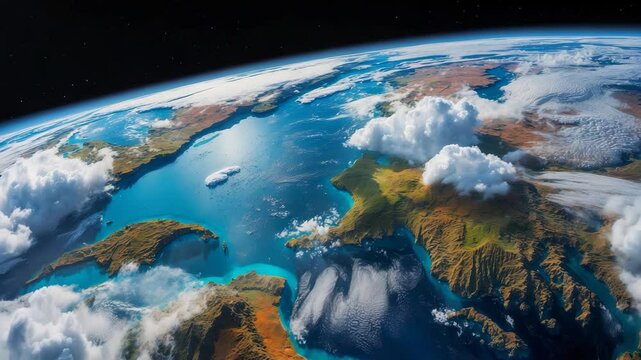 Space view of the Earth displaying its beauty in an extremely detailed image, featuring elements supplied by Ai. Additional orientations and planets are available.