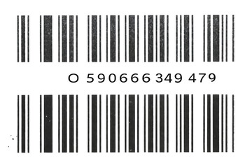 High Resolution Scan of a Distressed Barcode with Number 0590666349479