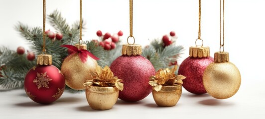 Christmas Ornaments Decorated with Gold and Red