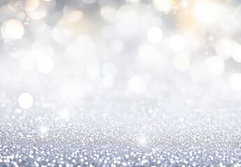 Fototapeta premium Silver glitter texture with bokeh lights, perfect for celebratory backgrounds or elegant designs. Ideal for holiday cards, invitations, or luxurious product presentations. : Generative AI