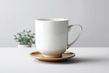 Stylish White Mug and Saucer Set