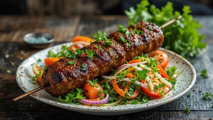 Grilled Seekh Kebab and Salad Plate