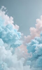 Dreamy pastel blue abstract backdrop, soft cloud shapes  ,  flowing,  texture