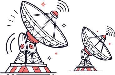 alien communication devices clean color line art vector illustration white background (3).eps
