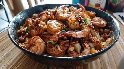 Fototapeta premium Penang Char Kway Teow: Savoring the Irresistible Flavors of Malaysia's Iconic Noodle Delight