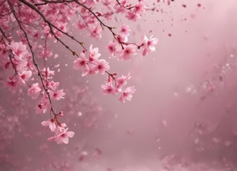 Obraz premium Abstract pink sakura petals swirling in a dreamy, ethereal background , gentle, wallpaper, nature