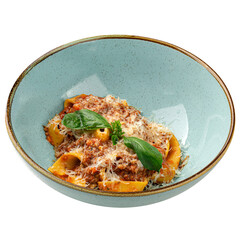 Italian appetizing fettuccine bolognese