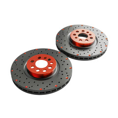 3D rendered disc brake set with ventilated rotor, Isolated Transparent Background