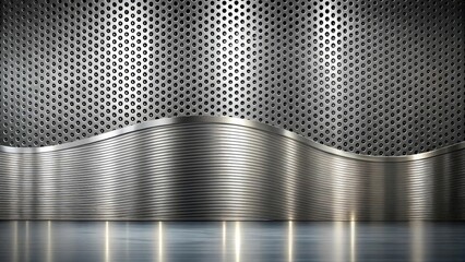Abstract Metallic Background with Wave and Perforated Texture