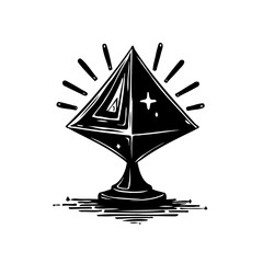 Abstract geometric symbol with radiant elements against a blank backdrop