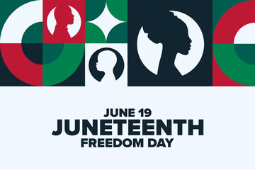 Juneteenth. Freedom Day. June 19. Holiday concept. Template for background, banner, card, poster with text. Vector EPS10 illustration.