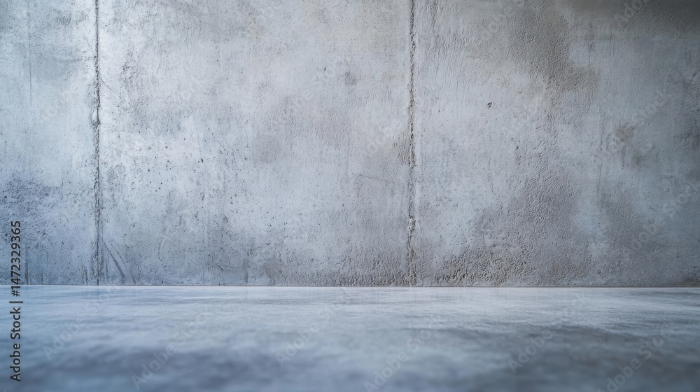 Aufkleber A studio shot featuring a seamless grey concrete wall and matching floor, ideal for product placement or background use in various design projects. The texture is smooth with subtle va : Generative AI
