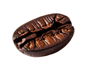 Close-Up of Cracked Coffee Bean Isolated on White Background