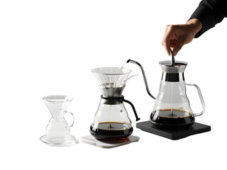 Elegant Coffee Brewing Setup with Pour-Over Equipment and Brewed Coffee
