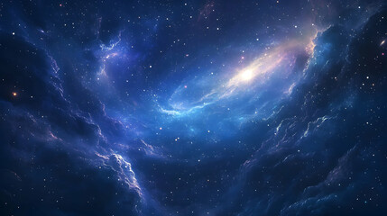 Fototapeta premium Ethereal Galaxy View with Bright Stars and Colorful Nebula Clouds